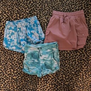 Set of Three Tie-Dye and Solid Shorts
